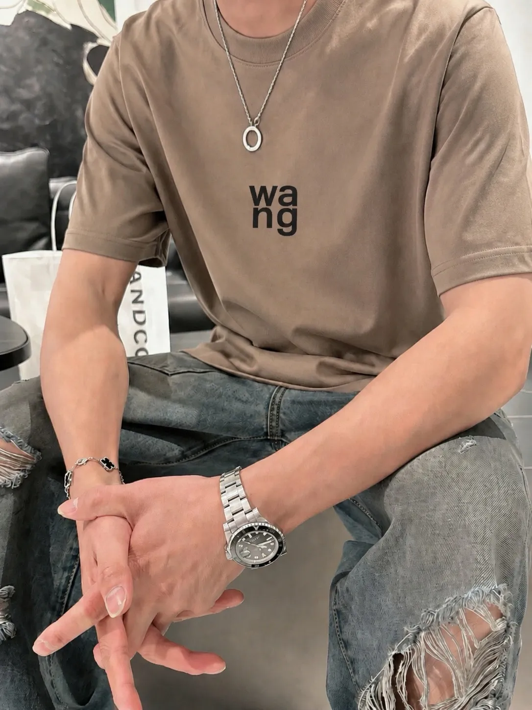 alaxander wang/ 《 》7a tee ， Same Style ， : Black White Coffee Brown Size：S（90-130 ） M（125-150 ） L（135-165 ） XL（160-190 ） XXL（185 ）